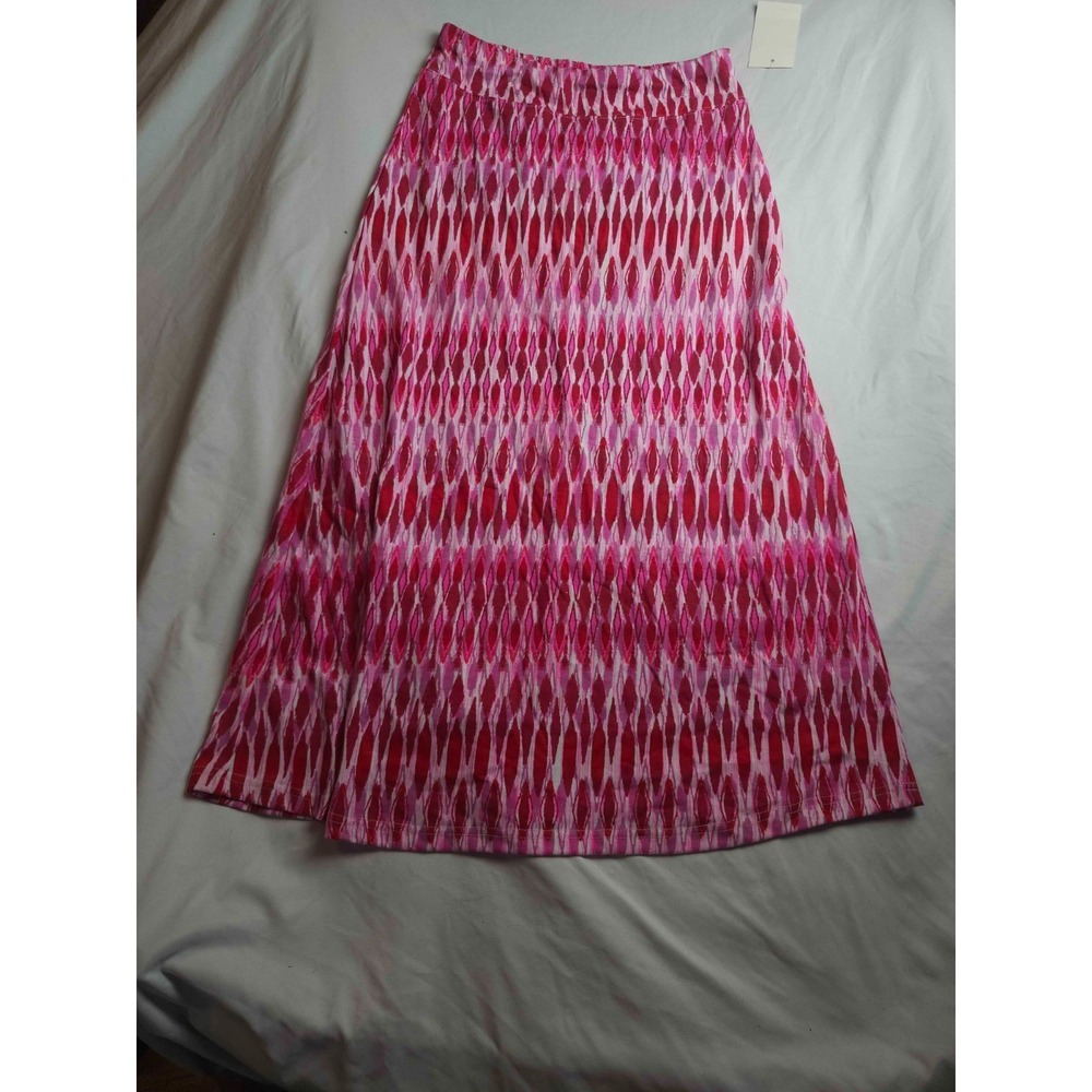 Jane Ashley Maxi Skirt Womens PS Pink‎ Ikat Knit Casual Bohemian Aztec Geometric